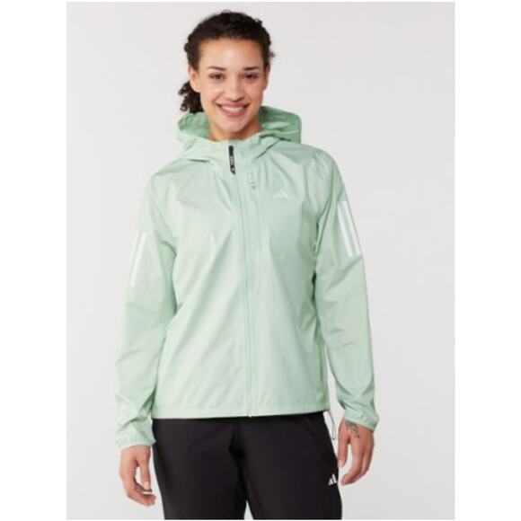Adidas On the Run Light Green Windbreaker Full Zip Jacket - Picture 1 of 9